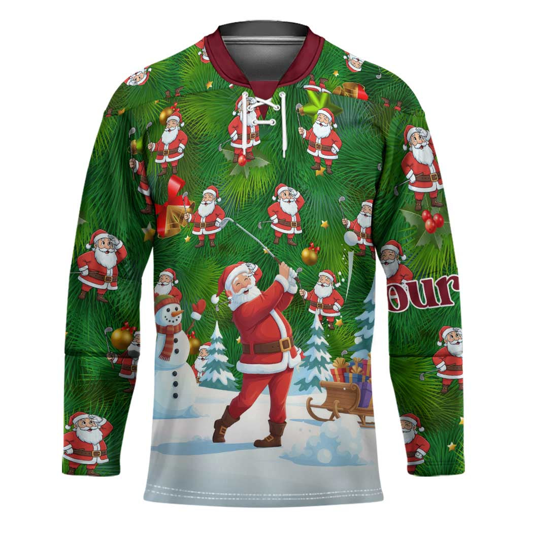 Custom Funny Christmas Golf Shirt Mens Golf Hockey Jersey Santa Golfer Christmas - Wonder Print Shop