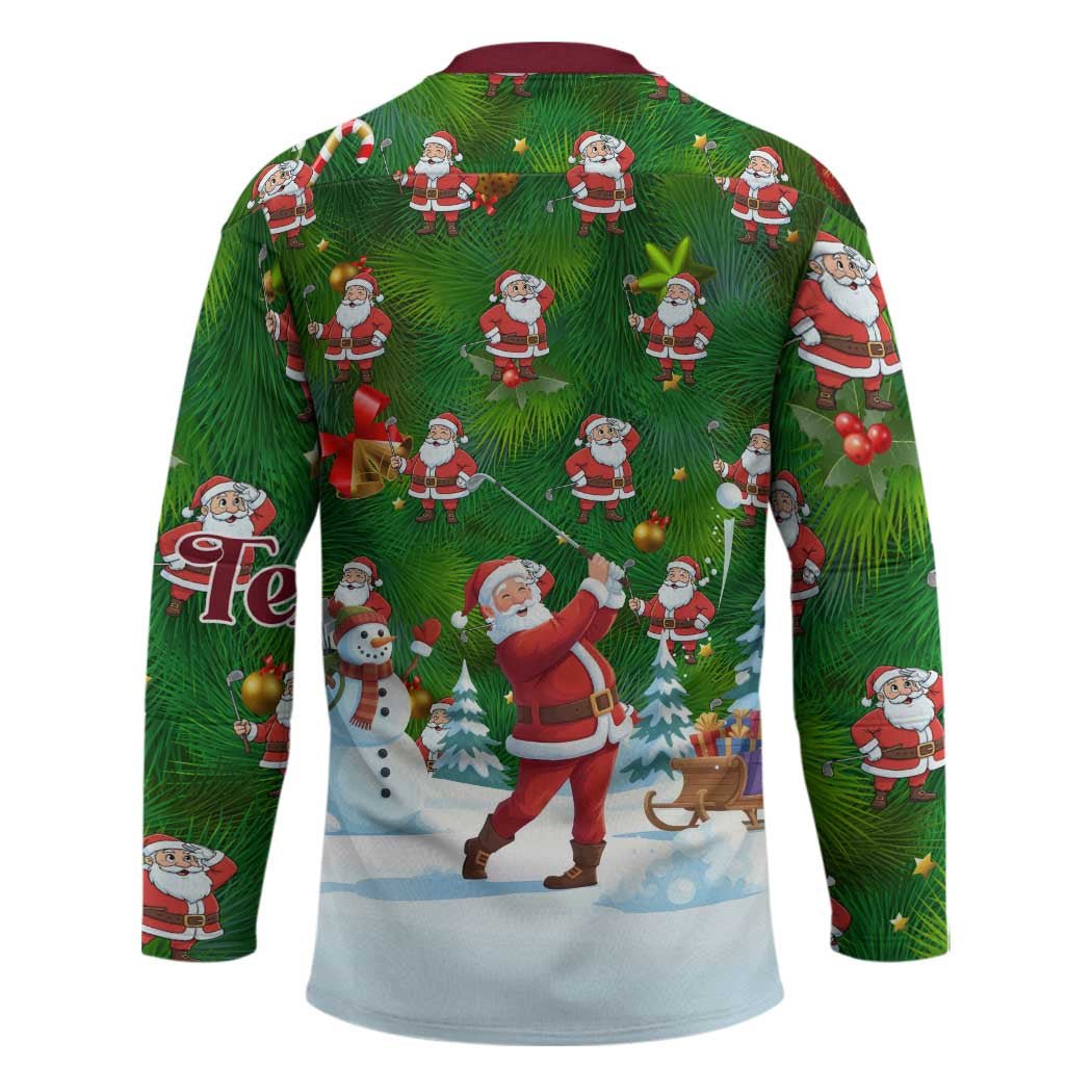Custom Funny Christmas Golf Shirt Mens Golf Hockey Jersey Santa Golfer Christmas - Wonder Print Shop