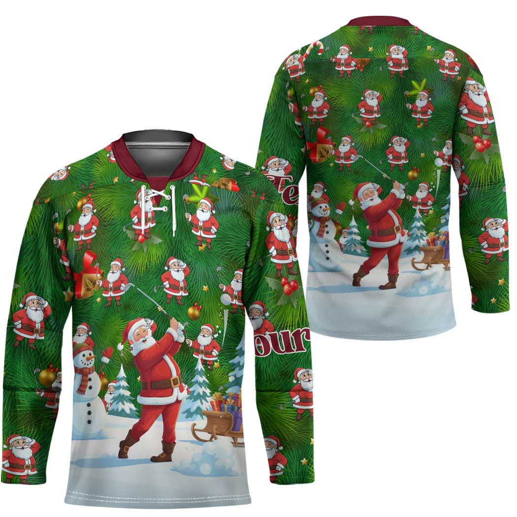 Custom Funny Christmas Golf Shirt Mens Golf Hockey Jersey Santa Golfer Christmas - Wonder Print Shop