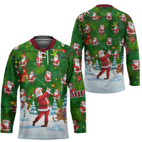 Custom Funny Christmas Golf Shirt Mens Golf Hockey Jersey Santa Golfer Christmas - Wonder Print Shop
