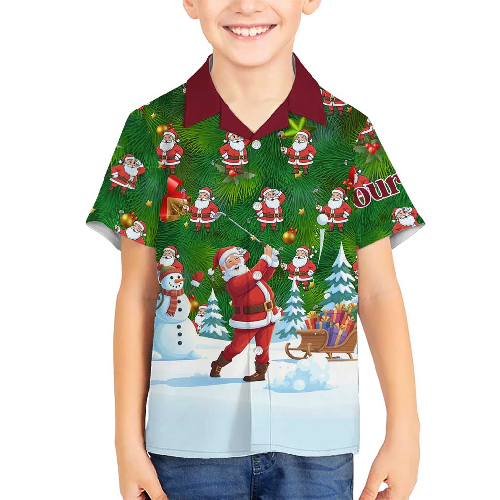 Custom Funny Christmas Golf Shirt Mens Golf Kid Hawaiian Shirt Santa Golfer Christmas - Wonder Print Shop