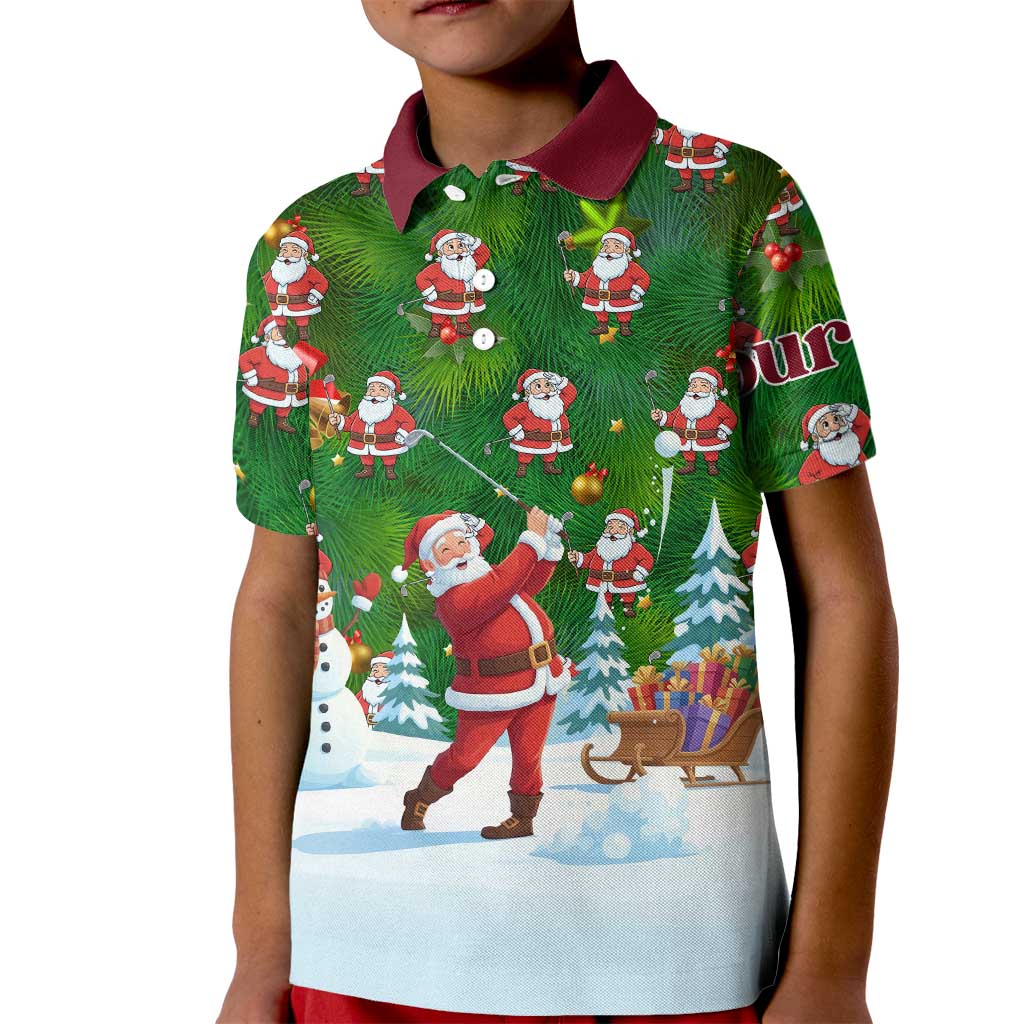 Custom Funny Christmas Golf Shirt Mens Golf Kid Polo Shirt Santa Golfer Christmas - Wonder Print Shop