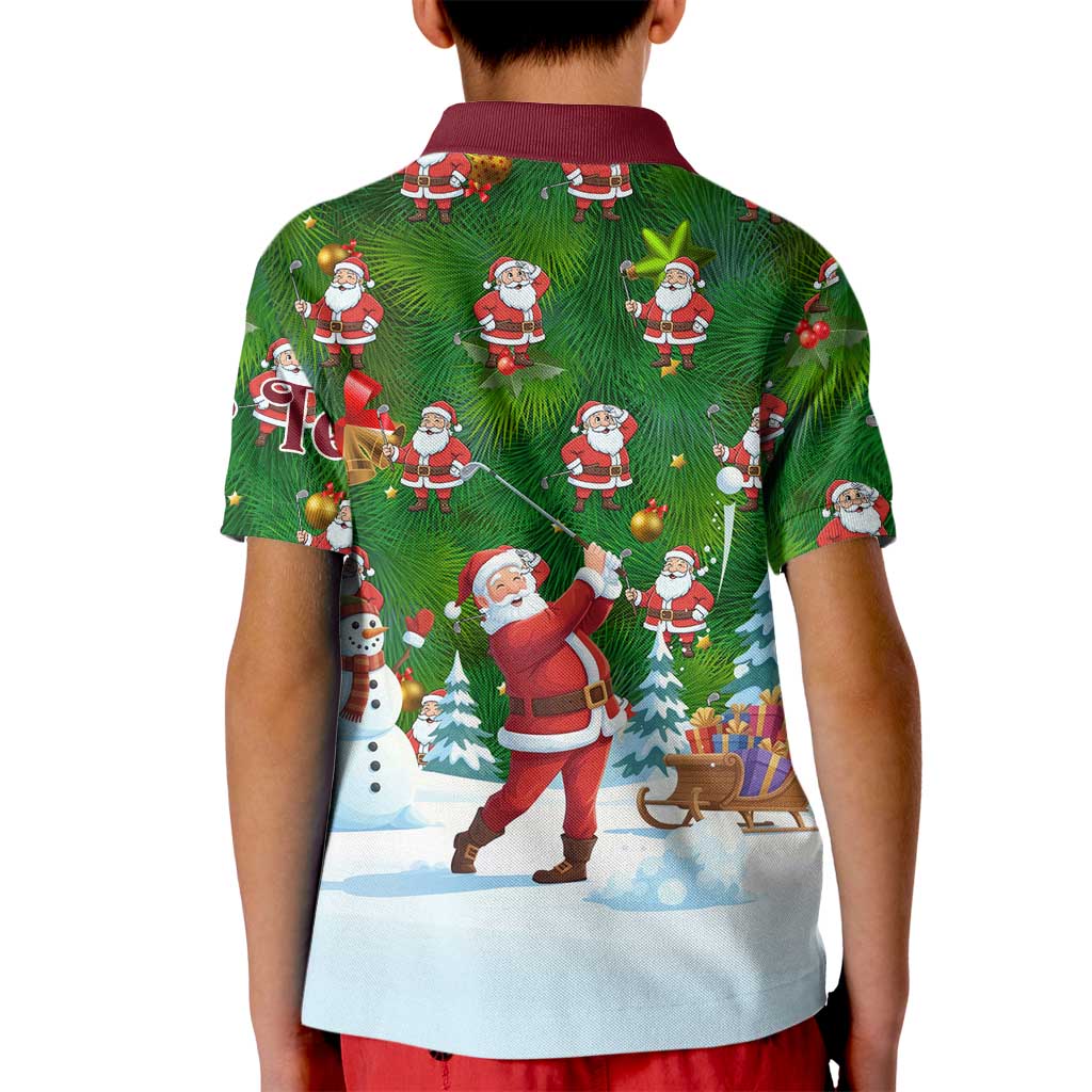 Custom Funny Christmas Golf Shirt Mens Golf Kid Polo Shirt Santa Golfer Christmas - Wonder Print Shop