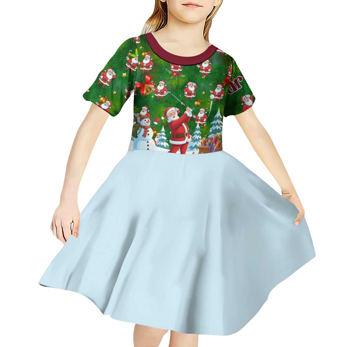 Custom Funny Christmas Golf Shirt Mens Golf Kid Short Sleeve Dress Santa Golfer Christmas - Wonder Print Shop