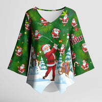 Custom Funny Christmas Golf Shirt Mens Golf Kimono Sleeve Blouse Santa Golfer Christmas - Wonder Print Shop