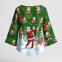 Custom Funny Christmas Golf Shirt Mens Golf Kimono Sleeve Blouse Santa Golfer Christmas - Wonder Print Shop