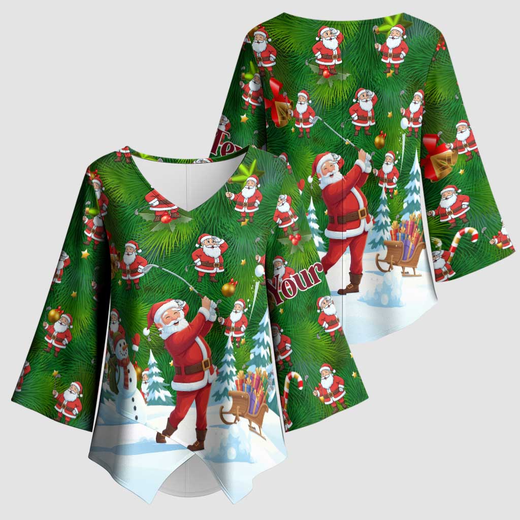 Custom Funny Christmas Golf Shirt Mens Golf Kimono Sleeve Blouse Santa Golfer Christmas - Wonder Print Shop