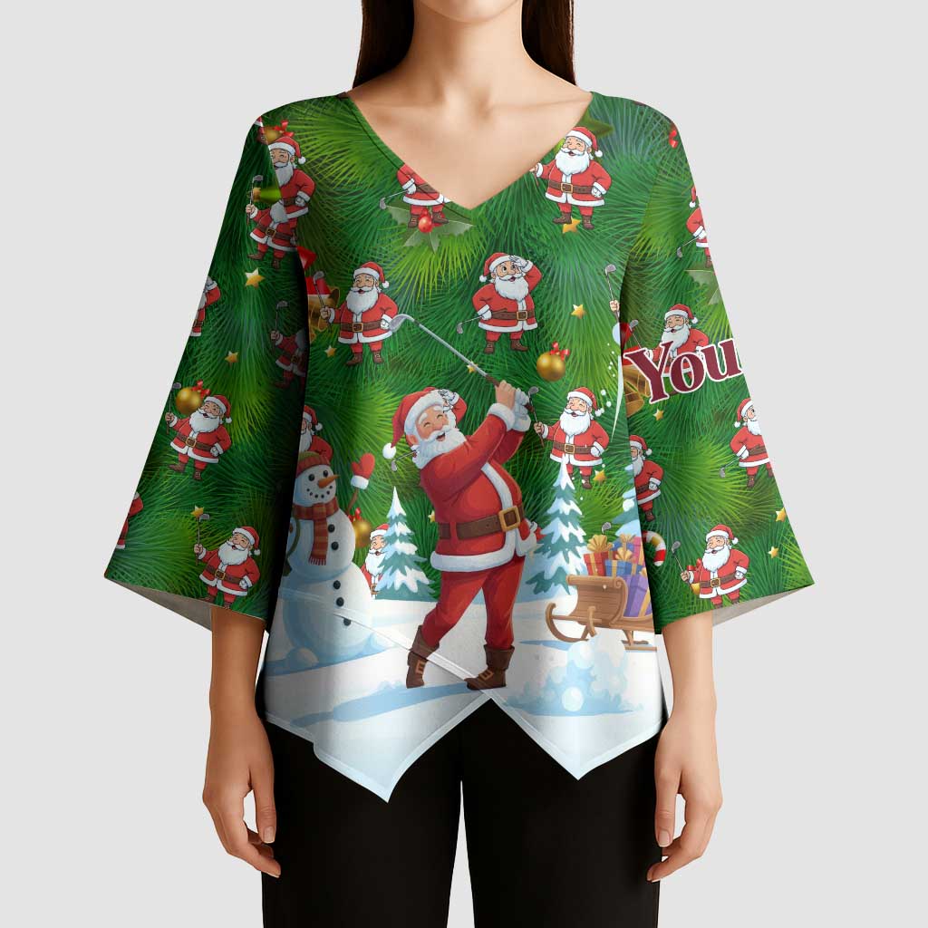 Custom Funny Christmas Golf Shirt Mens Golf Kimono Sleeve Blouse Santa Golfer Christmas - Wonder Print Shop