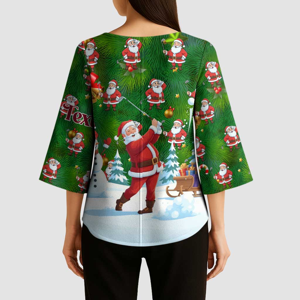 Custom Funny Christmas Golf Shirt Mens Golf Kimono Sleeve Blouse Santa Golfer Christmas - Wonder Print Shop