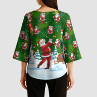 Custom Funny Christmas Golf Shirt Mens Golf Kimono Sleeve Blouse Santa Golfer Christmas - Wonder Print Shop