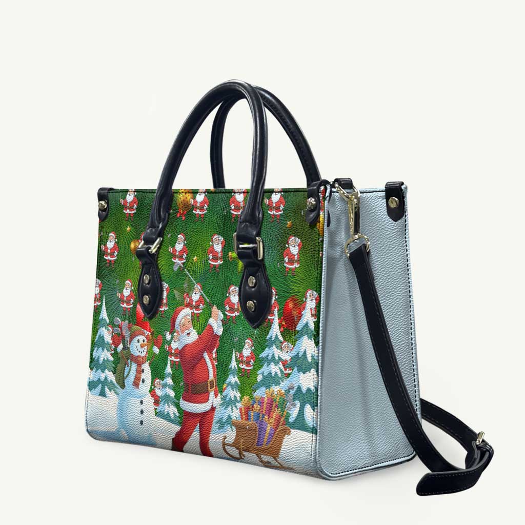 Funny Christmas Golf Shirt Mens Golf Leather Bag Santa Golfer Christmas - Wonder Print Shop