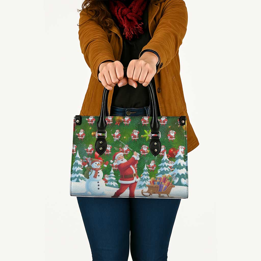 Funny Christmas Golf Shirt Mens Golf Leather Bag Santa Golfer Christmas - Wonder Print Shop