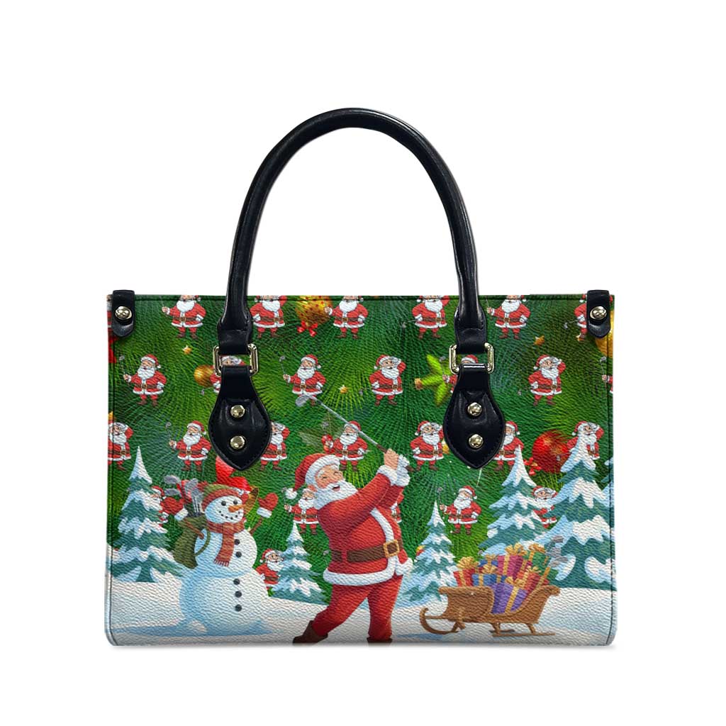 Funny Christmas Golf Shirt Mens Golf Leather Bag Santa Golfer Christmas - Wonder Print Shop