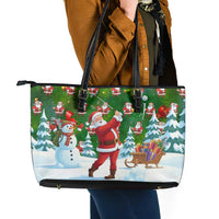 Funny Christmas Golf Shirt Mens Golf Leather Tote Bag Santa Golfer Christmas - Wonder Print Shop