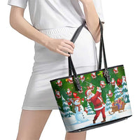 Funny Christmas Golf Shirt Mens Golf Leather Tote Bag Santa Golfer Christmas - Wonder Print Shop