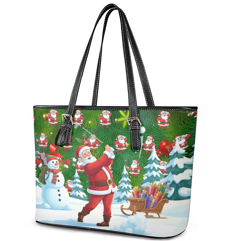 Funny Christmas Golf Shirt Mens Golf Leather Tote Bag Santa Golfer Christmas - Wonder Print Shop