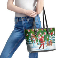 Funny Christmas Golf Shirt Mens Golf Leather Tote Bag Santa Golfer Christmas - Wonder Print Shop