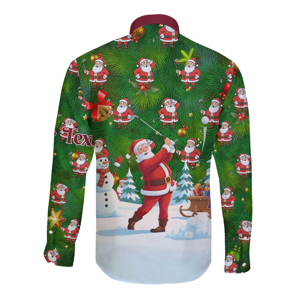 Custom Funny Christmas Golf Shirt Mens Golf Long Sleeve Button Shirt Santa Golfer Christmas - Wonder Print Shop