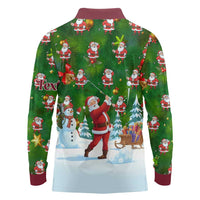 Custom Funny Christmas Golf Shirt Mens Golf Long Sleeve Polo Shirt Santa Golfer Christmas - Wonder Print Shop