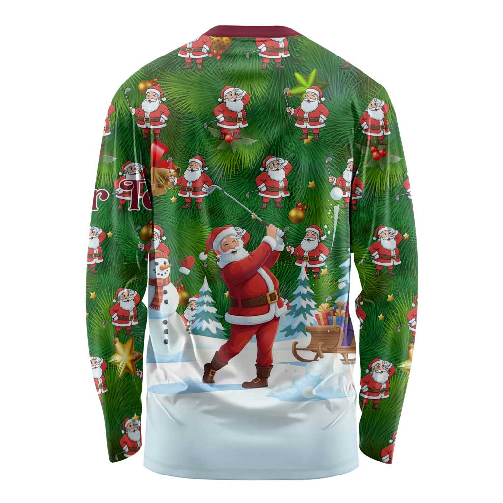 Custom Funny Christmas Golf Shirt Mens Golf Long Sleeve Shirt Santa Golfer Christmas - Wonder Print Shop