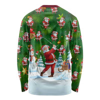 Custom Funny Christmas Golf Shirt Mens Golf Long Sleeve Shirt Santa Golfer Christmas - Wonder Print Shop