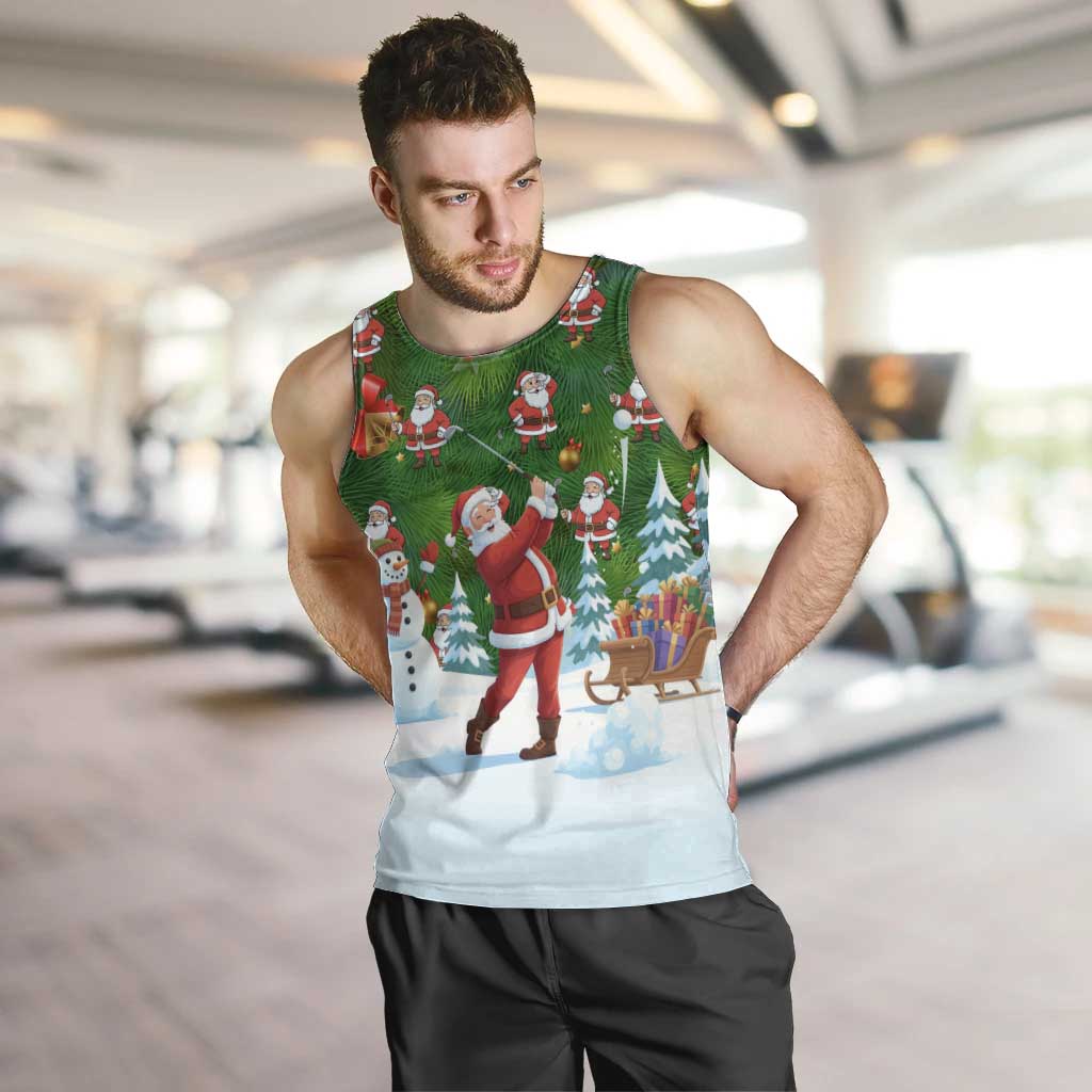 Funny Christmas Golf Shirt Mens Golf Men Tank Top Santa Golfer Christmas - Wonder Print Shop