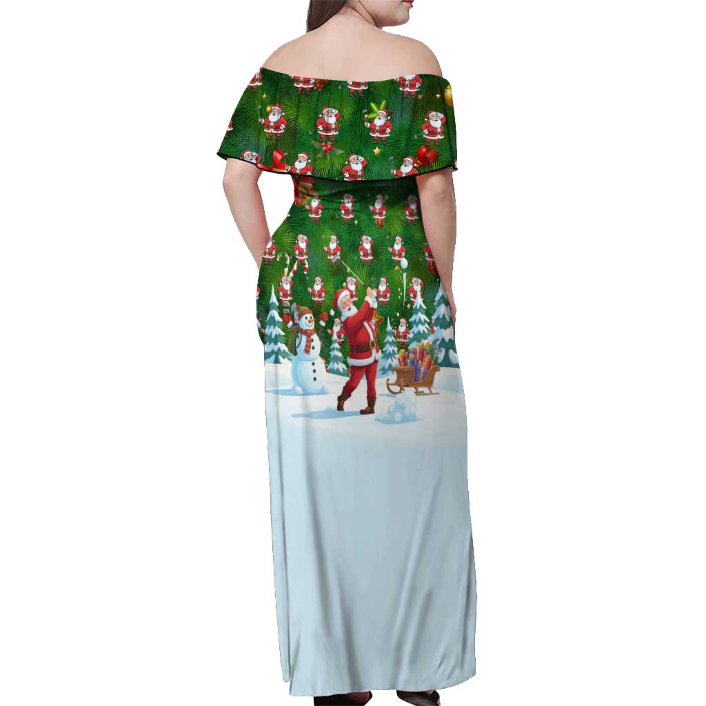 Funny Christmas Golf Shirt Mens Golf Off Shoulder Maxi Dress Santa Golfer Christmas - Wonder Print Shop