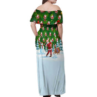 Funny Christmas Golf Shirt Mens Golf Off Shoulder Maxi Dress Santa Golfer Christmas - Wonder Print Shop