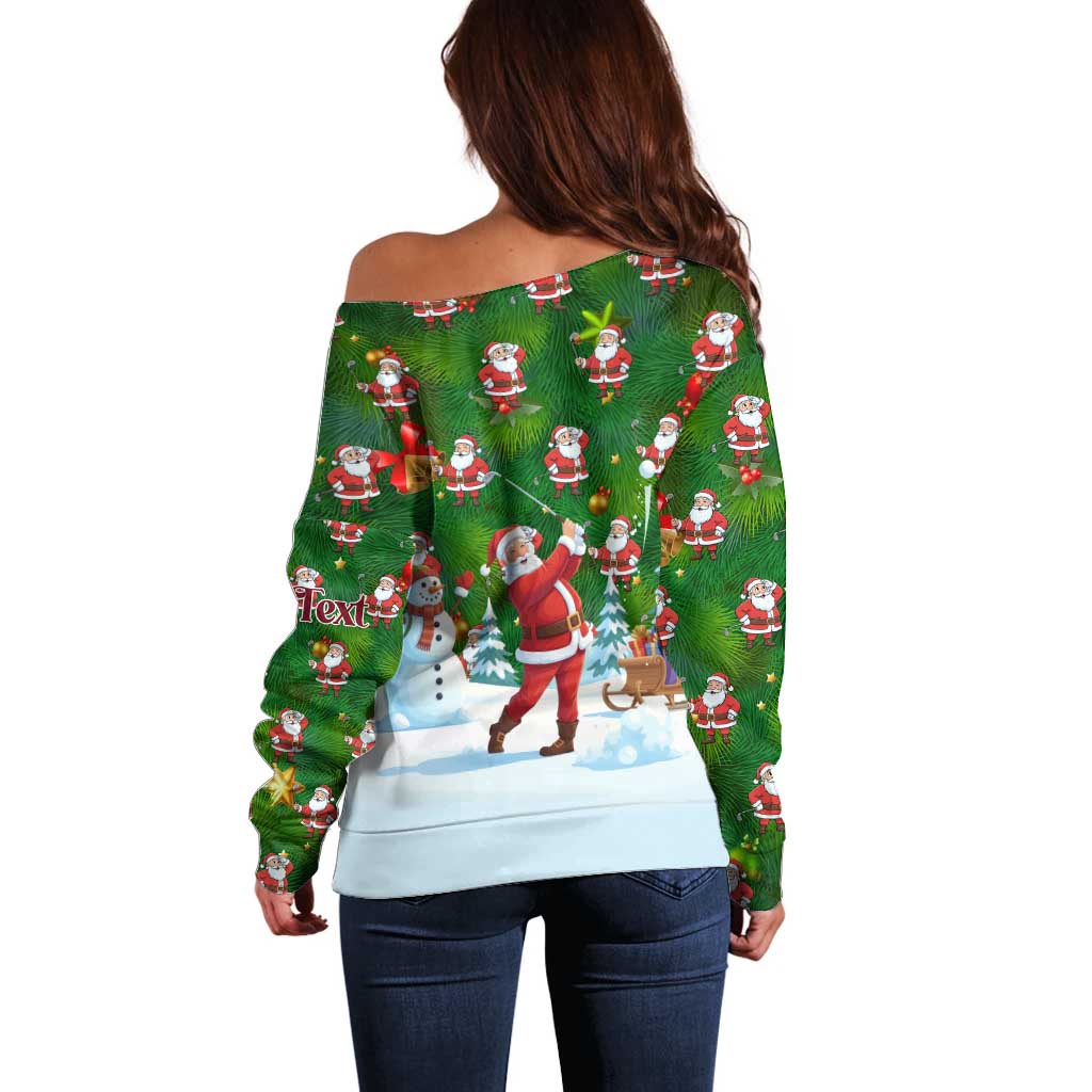 Custom Funny Christmas Golf Shirt Mens Golf Off Shoulder Sweater Santa Golfer Christmas - Wonder Print Shop