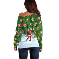 Custom Funny Christmas Golf Shirt Mens Golf Off Shoulder Sweater Santa Golfer Christmas - Wonder Print Shop