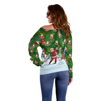 Custom Funny Christmas Golf Shirt Mens Golf Off Shoulder Sweater Santa Golfer Christmas - Wonder Print Shop