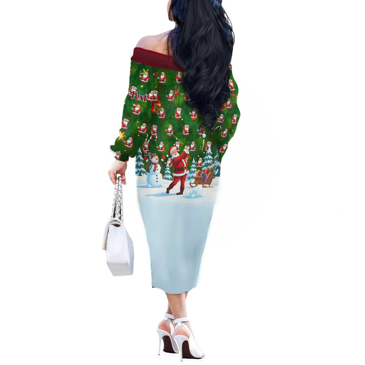 Custom Funny Christmas Golf Shirt Mens Golf Off The Shoulder Long Sleeve Dress Santa Golfer Christmas - Wonder Print Shop