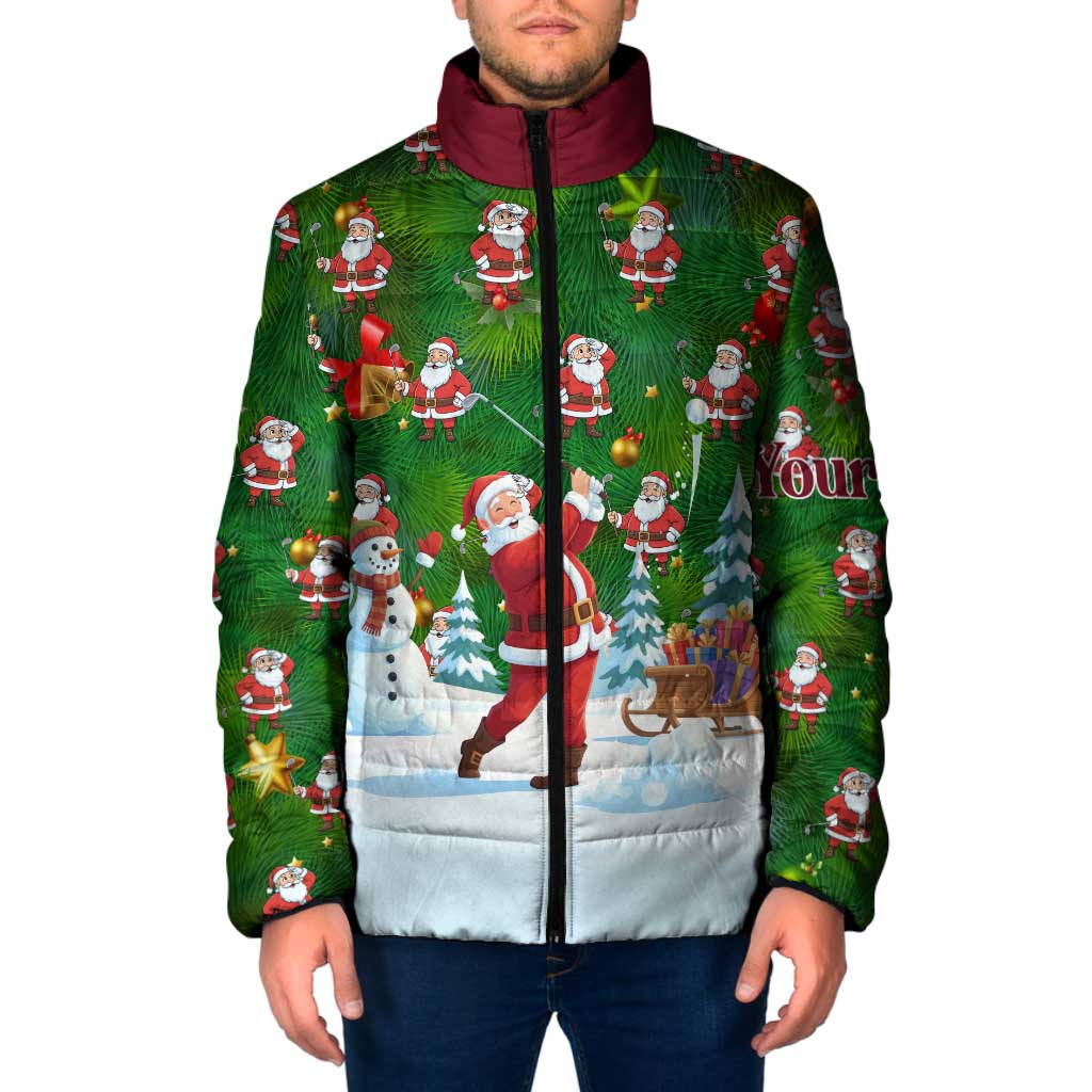 Custom Funny Christmas Golf Shirt Mens Golf Padded Jacket Santa Golfer Christmas - Wonder Print Shop