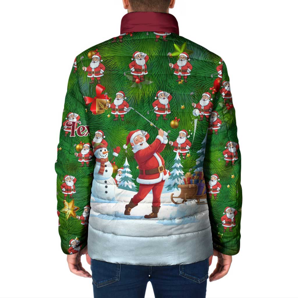 Custom Funny Christmas Golf Shirt Mens Golf Padded Jacket Santa Golfer Christmas - Wonder Print Shop