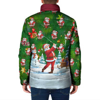 Custom Funny Christmas Golf Shirt Mens Golf Padded Jacket Santa Golfer Christmas - Wonder Print Shop