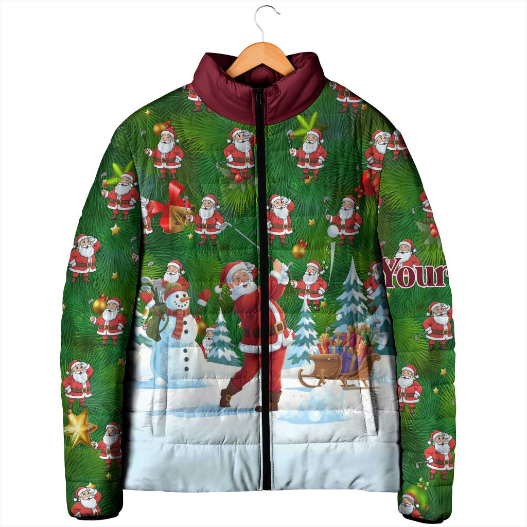 Custom Funny Christmas Golf Shirt Mens Golf Padded Jacket Santa Golfer Christmas - Wonder Print Shop