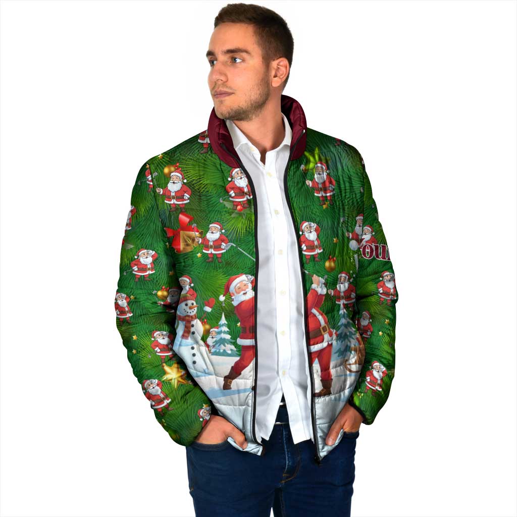 Custom Funny Christmas Golf Shirt Mens Golf Padded Jacket Santa Golfer Christmas - Wonder Print Shop