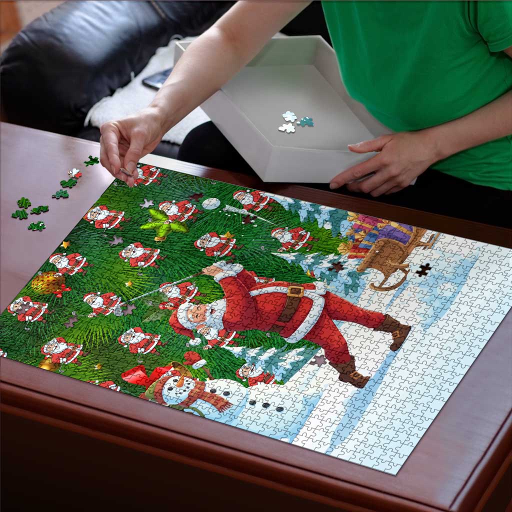 Funny Christmas Golf Shirt Mens Golf Puzzle Santa Golfer Christmas - Wonder Print Shop