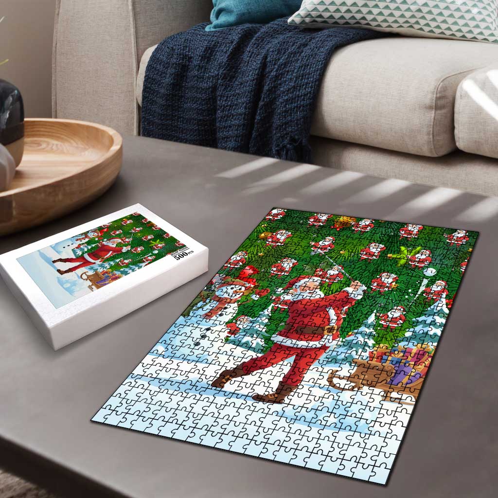 Funny Christmas Golf Shirt Mens Golf Puzzle Santa Golfer Christmas - Wonder Print Shop