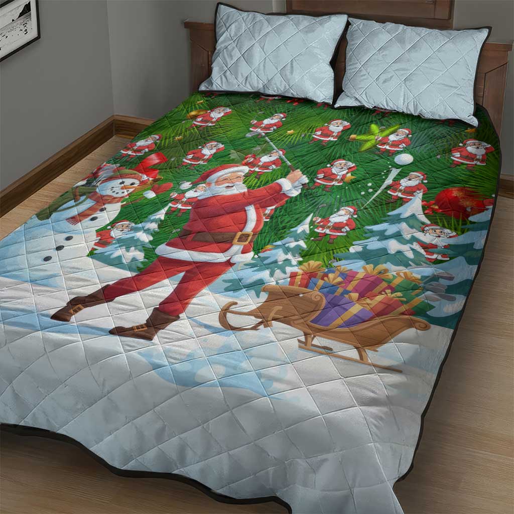 Funny Christmas Golf Shirt Mens Golf Quilt Bed Set Santa Golfer Christmas - Wonder Print Shop