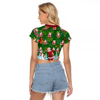 Custom Funny Christmas Golf Shirt Mens Golf Raglan Cropped T Shirt Santa Golfer Christmas - Wonder Print Shop