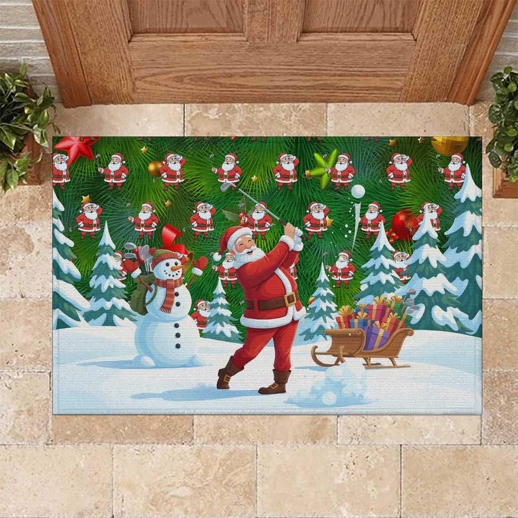 Funny Christmas Golf Shirt Mens Golf Rubber Doormat Santa Golfer Christmas - Wonder Print Shop