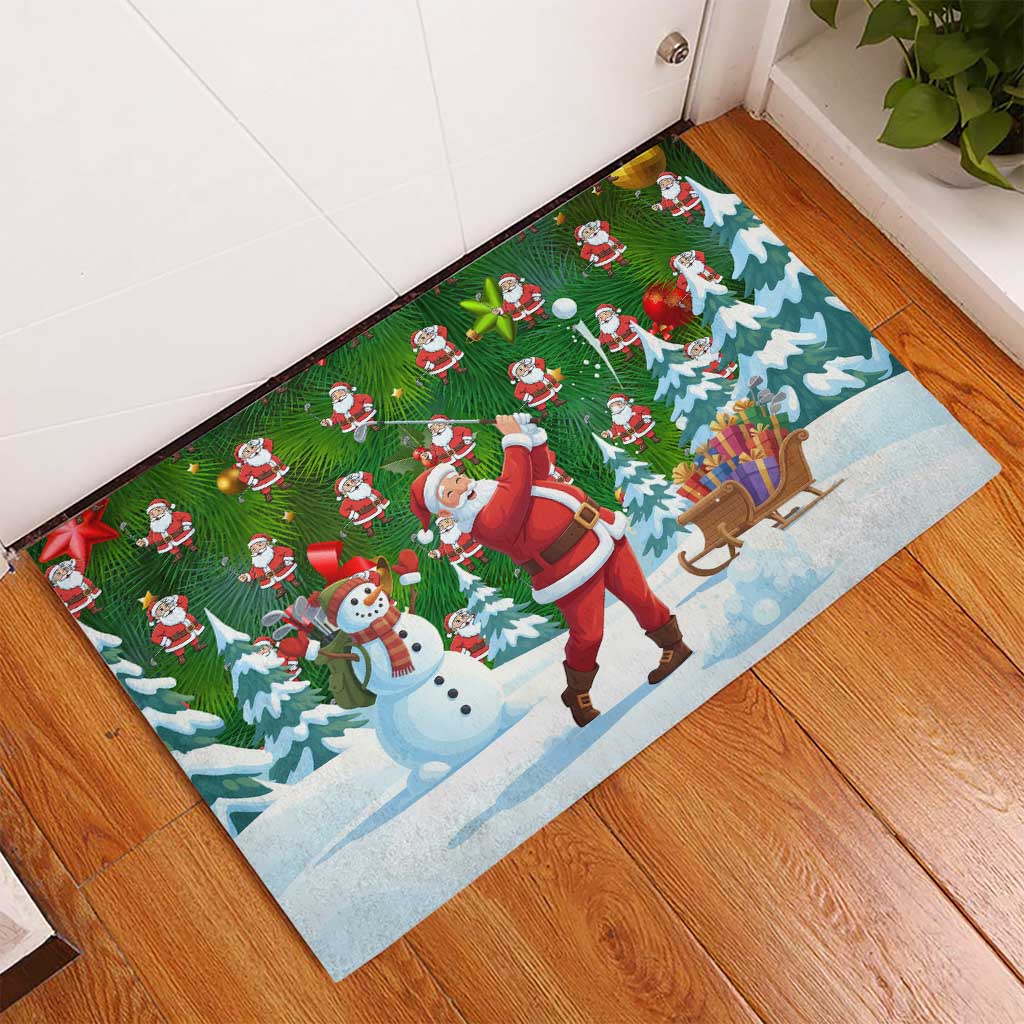Funny Christmas Golf Shirt Mens Golf Rubber Doormat Santa Golfer Christmas - Wonder Print Shop