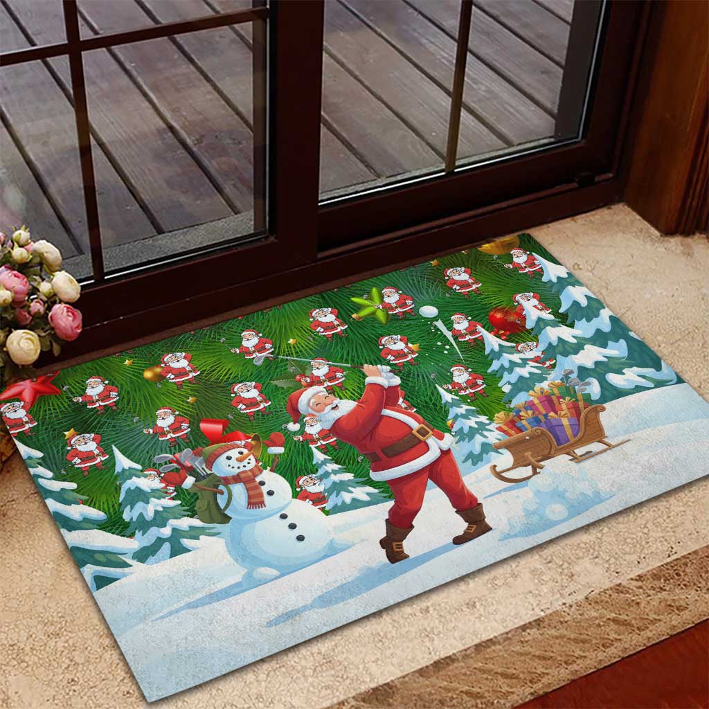 Funny Christmas Golf Shirt Mens Golf Rubber Doormat Santa Golfer Christmas - Wonder Print Shop