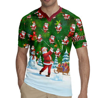 Custom Funny Christmas Golf Shirt Mens Golf Rugby Jersey Santa Golfer Christmas - Wonder Print Shop