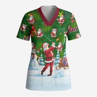 Custom Funny Christmas Golf Shirt Mens Golf Scrub Top Santa Golfer Christmas - Wonder Print Shop