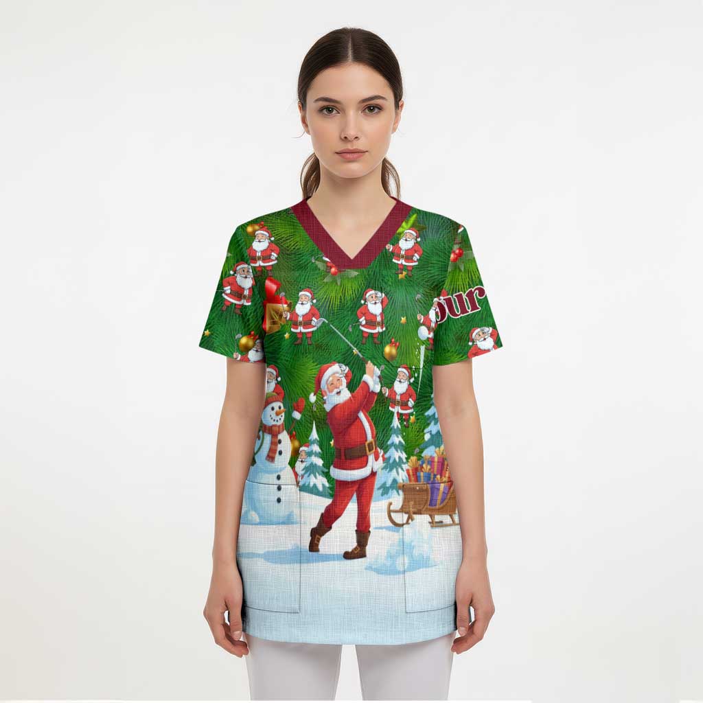 Custom Funny Christmas Golf Shirt Mens Golf Scrub Top Santa Golfer Christmas - Wonder Print Shop