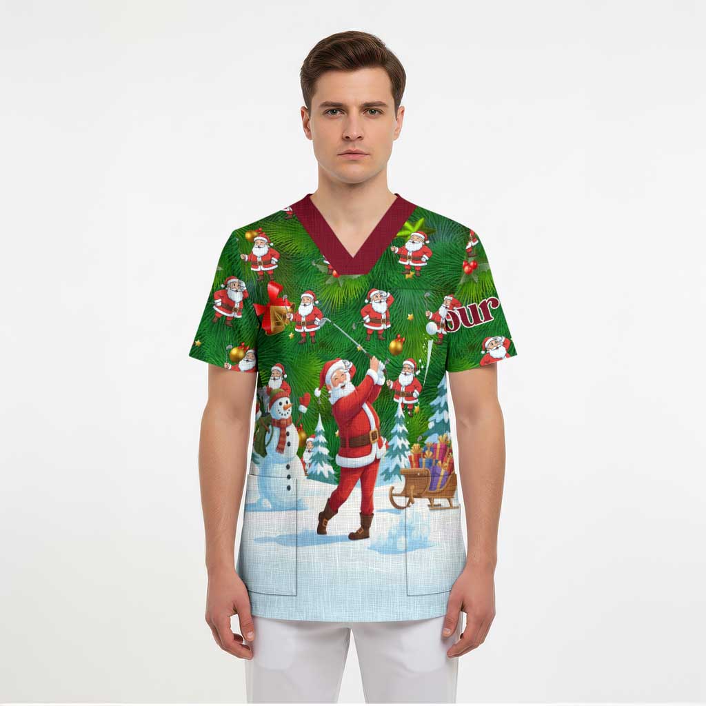 Custom Funny Christmas Golf Shirt Mens Golf Scrub Top Santa Golfer Christmas - Wonder Print Shop