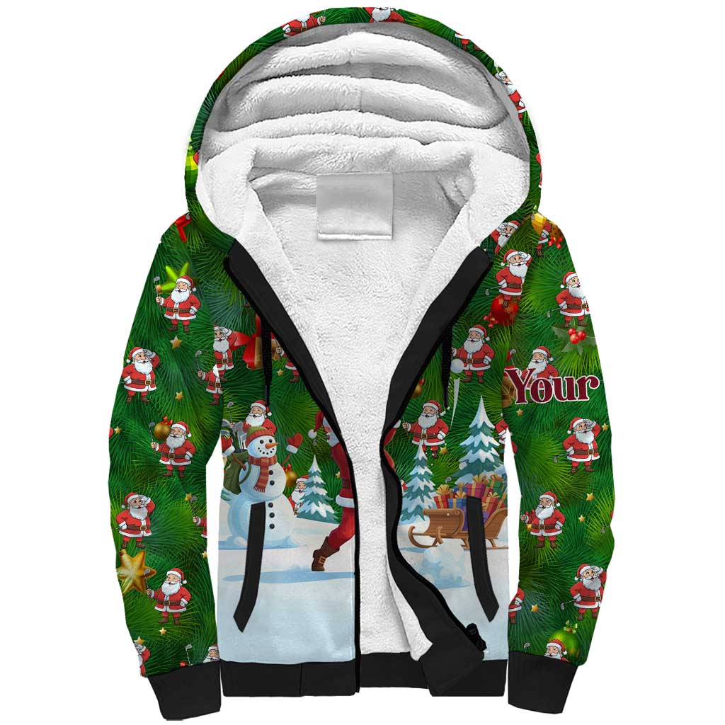 Custom Funny Christmas Golf Shirt Mens Golf Sherpa Hoodie Santa Golfer Christmas - Wonder Print Shop