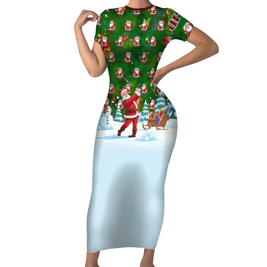 Custom Funny Christmas Golf Shirt Mens Golf Short Sleeve Bodycon Dress Santa Golfer Christmas - Wonder Print Shop